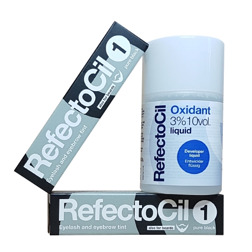 Kit vopsea sprancene si gene cu oxidant + 2 buc negru -  Refectocil