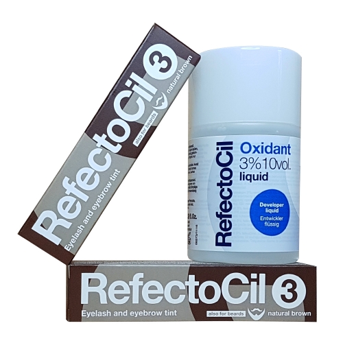 Kit vopsea sprancene si gene cu oxidant + 2 buc maro - Refectocil