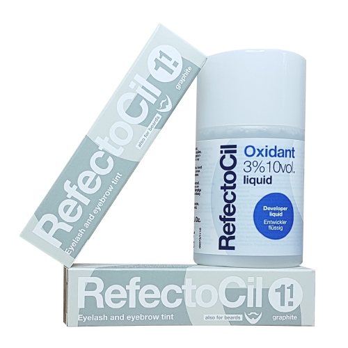 Kit vopsea sprancene si gene cu oxidant + 2 buc gri grafit - Refectocil