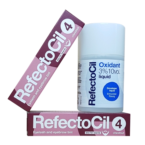 Kit vopsea sprancene si gene cu oxidant + 2 buc castaniu - Refectocil