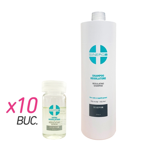 Tratament pentru reglarea cantitatii de sebum - 10 x 8 ml + 1000 ml - Sinergy