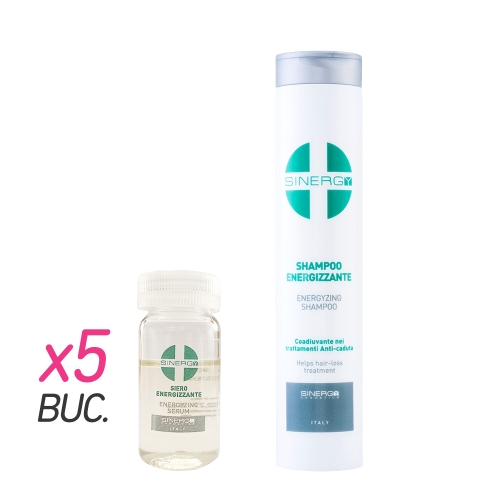 Tratament energizant impotriva caderii parului - 5 x 8 ml + 250 ml - Sinergy