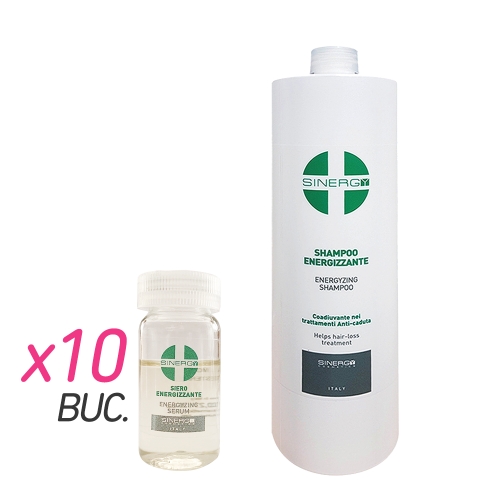 Tratament energizant impotriva caderii parului - 10 x 8 ml + 1000 ml - Sinergy