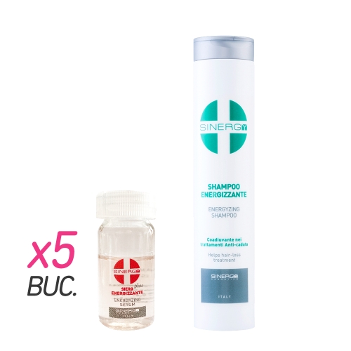 Tratament energizant impotriva caderii parului PLUS - 5 x 8 ml + 250 ml - Sinergy